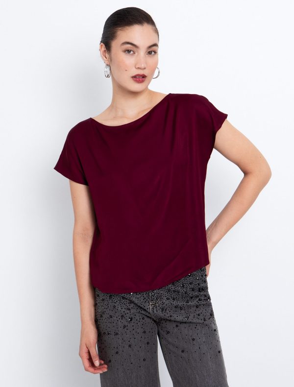 Toi&Moi Viscose σατινέ μπλούζα 30-5654-225-Bordeaux/Μπορντώ