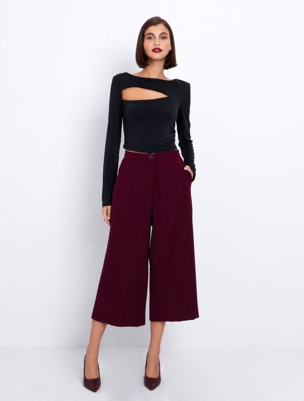 Toi&Moi Ζιπ κιλότ παντελόνι office 20-5701-225-Bordeaux/Μπορντώ