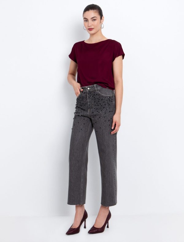 Toi&Moi Viscose σατινέ μπλούζα 30-5654-225-Bordeaux/Μπορντώ