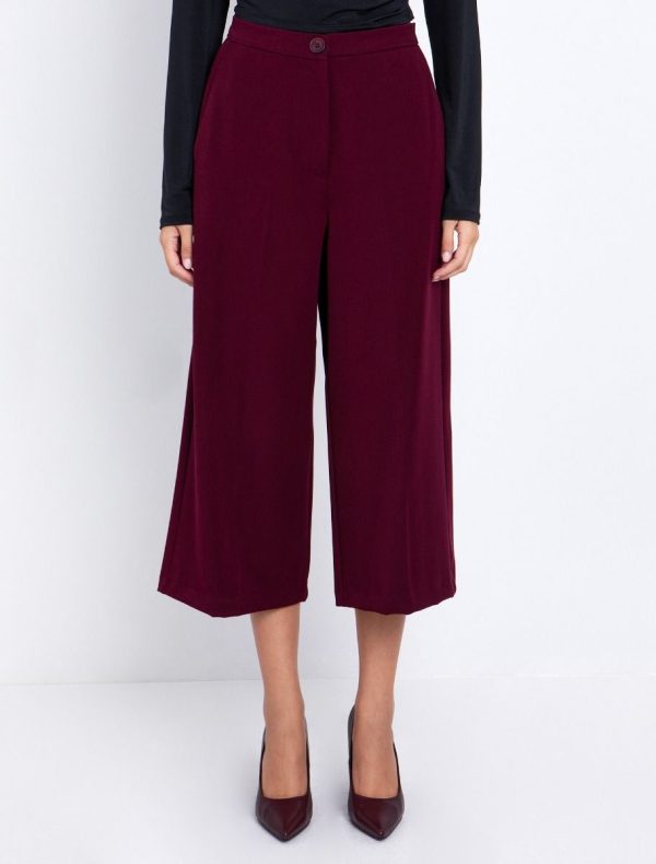 Toi&Moi Ζιπ κιλότ παντελόνι office 20-5701-225-Bordeaux/Μπορντώ