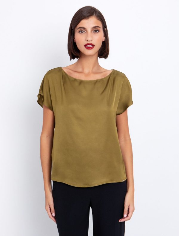 Toi&Moi Viscose σατινέ μπλούζα 30-5654-225-Olive/Λαδί