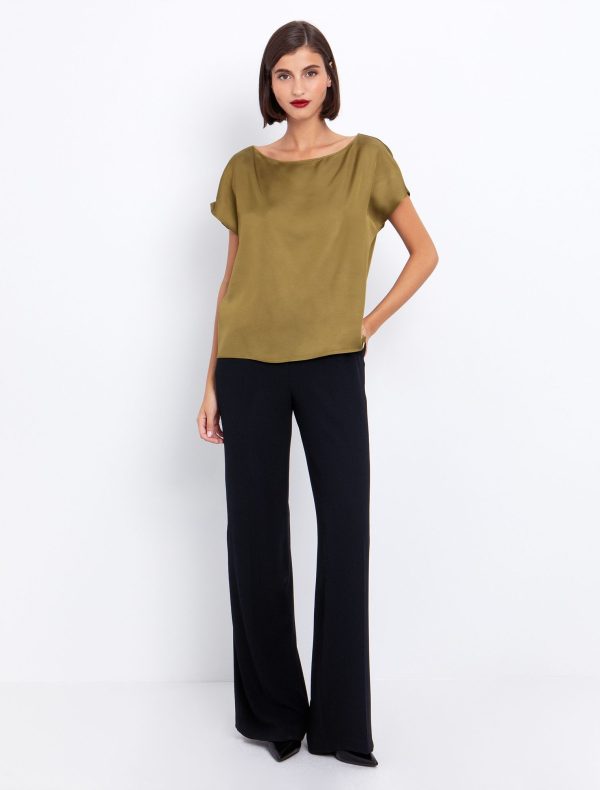 Toi&Moi Viscose σατινέ μπλούζα 30-5654-225-Olive/Λαδί