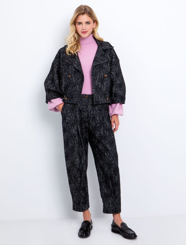 Toi&Moi Slouchy παντελόνι εμπριμέ 20-5799-225-Grey/Γκρί