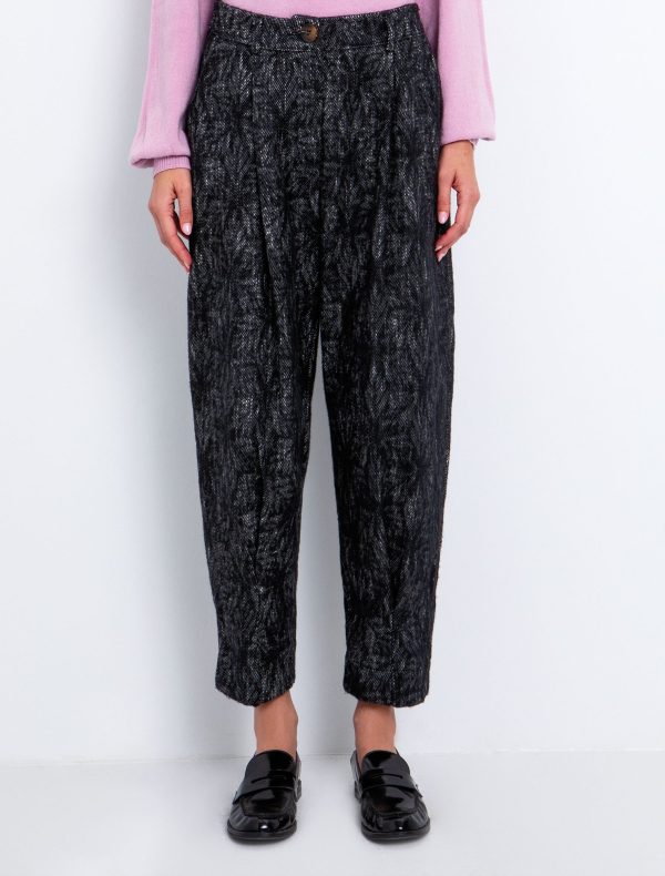 Toi&Moi Slouchy παντελόνι εμπριμέ 20-5799-225-Grey/Γκρί