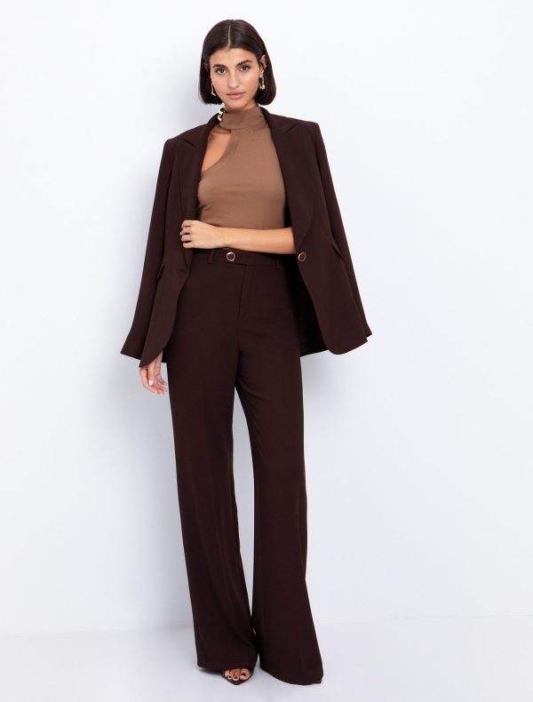 Toi&Moi Straight-leg κρεπ παντελόνι 20-5720-225-Brown/Καφέ