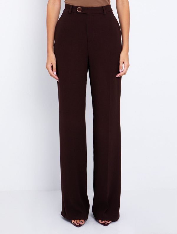 Toi&Moi Straight-leg κρεπ παντελόνι 20-5720-225-Brown/Καφέ