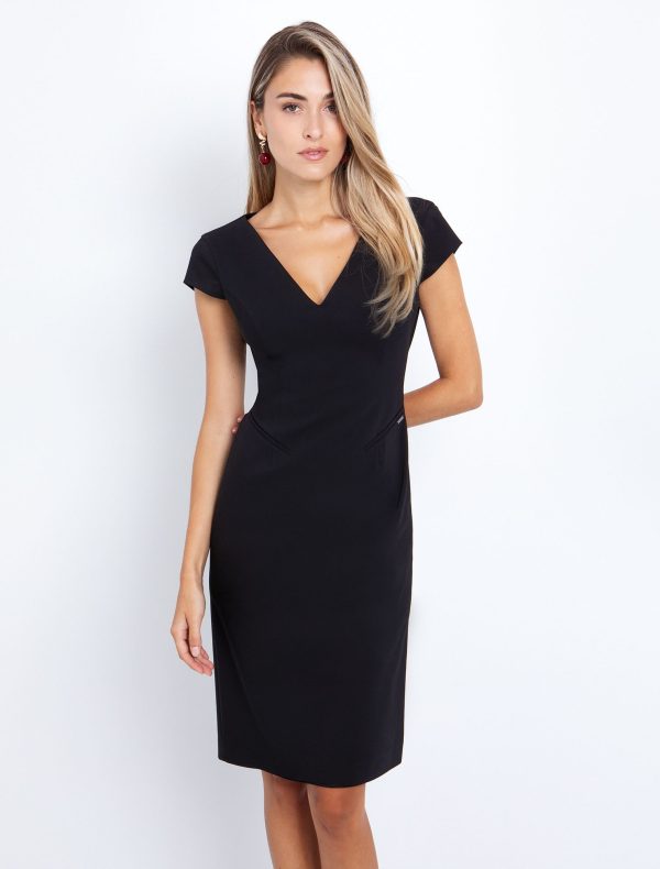 Toi&Moi Pencil φόρεμα με V 50-6678-225-Black/Μαύρο