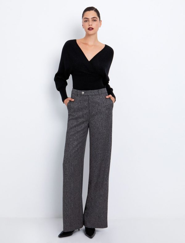 Toi&Moi Μελανζέ παντελόνι ίσια γραμμή 20-5588-225-Grey/Γκρί