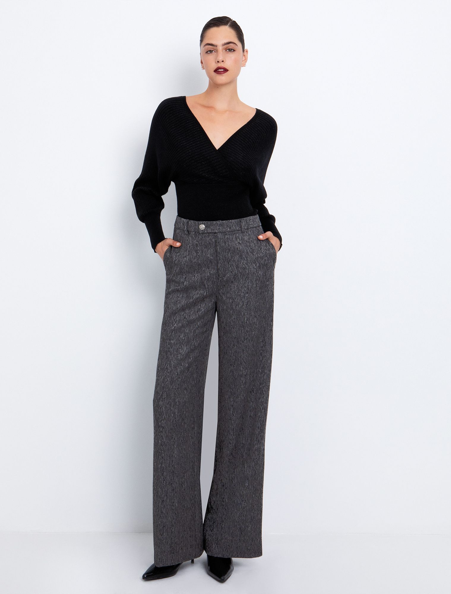 Toi&Moi Μελανζέ παντελόνι ίσια γραμμή 20-5588-225-Grey/Γκρί Toi&Moi Μελανζέ παντελόνι ίσια γραμμή 20-5588-225-Grey/Γκρί