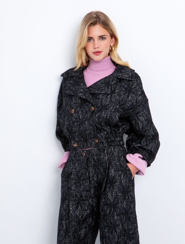 Toi&Moi Εμπριμέ τζάκετ σταυρωτό 60-1726-225-Grey/Γκρί