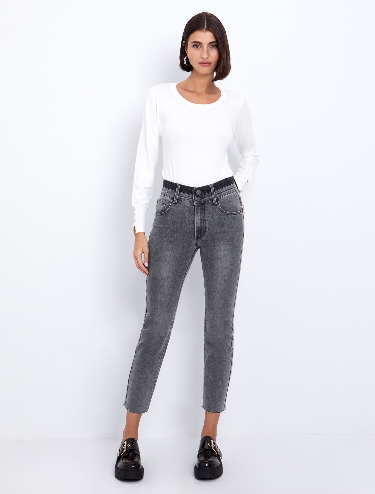 Toi&Moi Skinny jean με ξέφτια 20-5525-225-Grey/Γκρί Toi&Moi Skinny jean με ξέφτια 20-5525-225-Grey/Γκρί