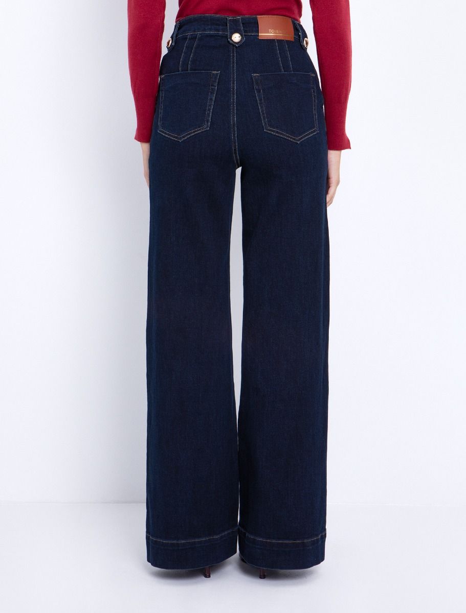 Toi&Moi Wide leg jean με θηλιές-κουμπιά 20-5535-225-Dark Blue/Σκούρο Μπλέ Toi&Moi Wide leg jean με θηλιές-κουμπιά 20-5535-225-Dark Blue/Σκούρο Μπλέ