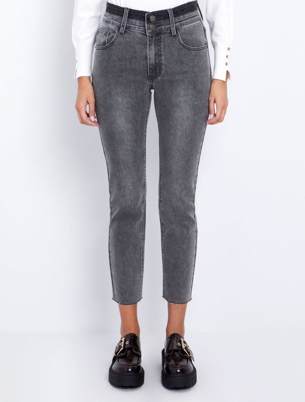 Toi&Moi Skinny jean με ξέφτια 20-5525-225-Grey/Γκρί