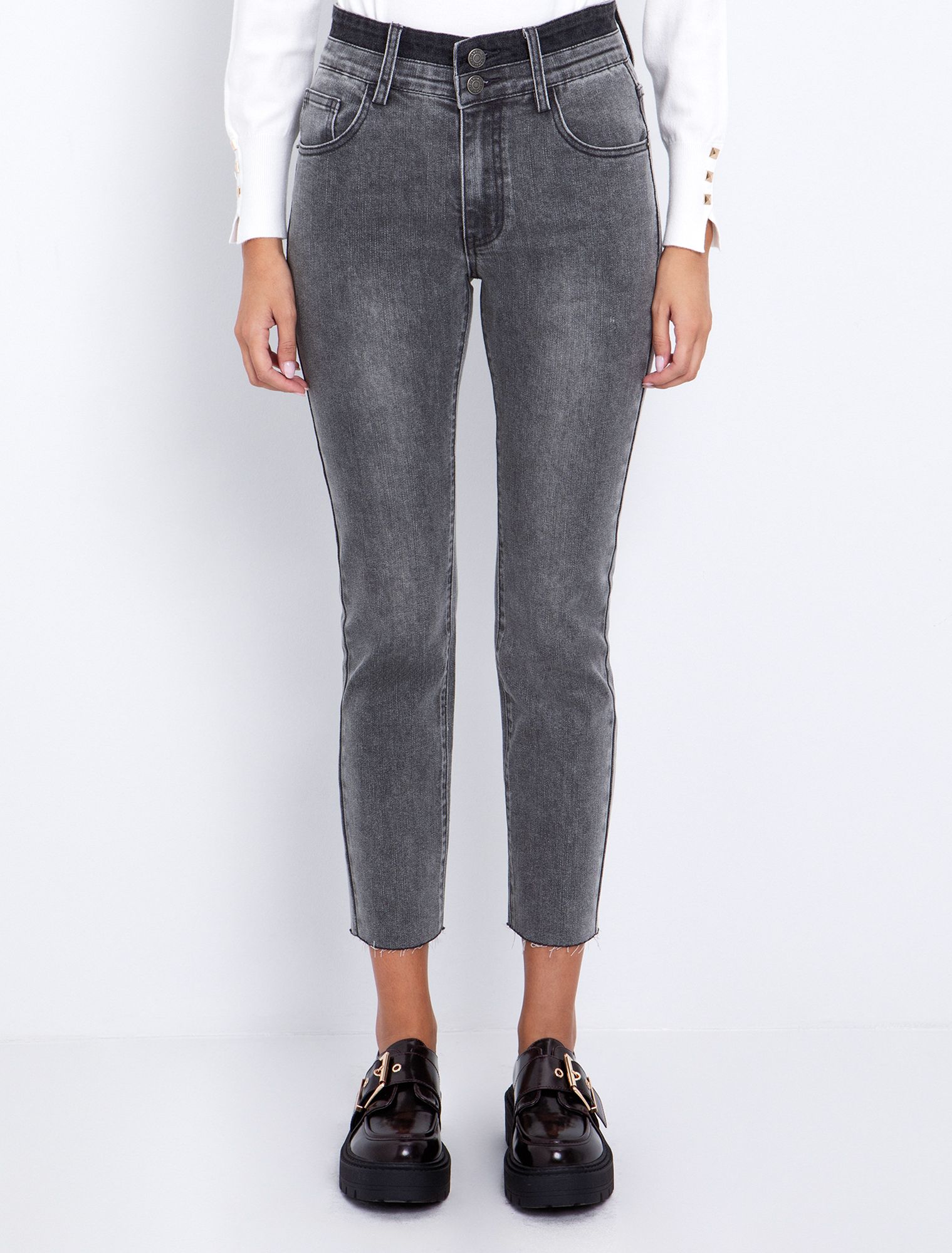 Toi&Moi Skinny jean με ξέφτια 20-5525-225-Grey/Γκρί Toi&Moi Skinny jean με ξέφτια 20-5525-225-Grey/Γκρί