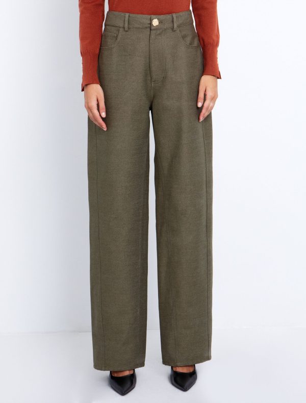 Toi&Moi Baggy παντελόνι σε ίσια γραμμή 20-5741-225-Khaki/Χακί