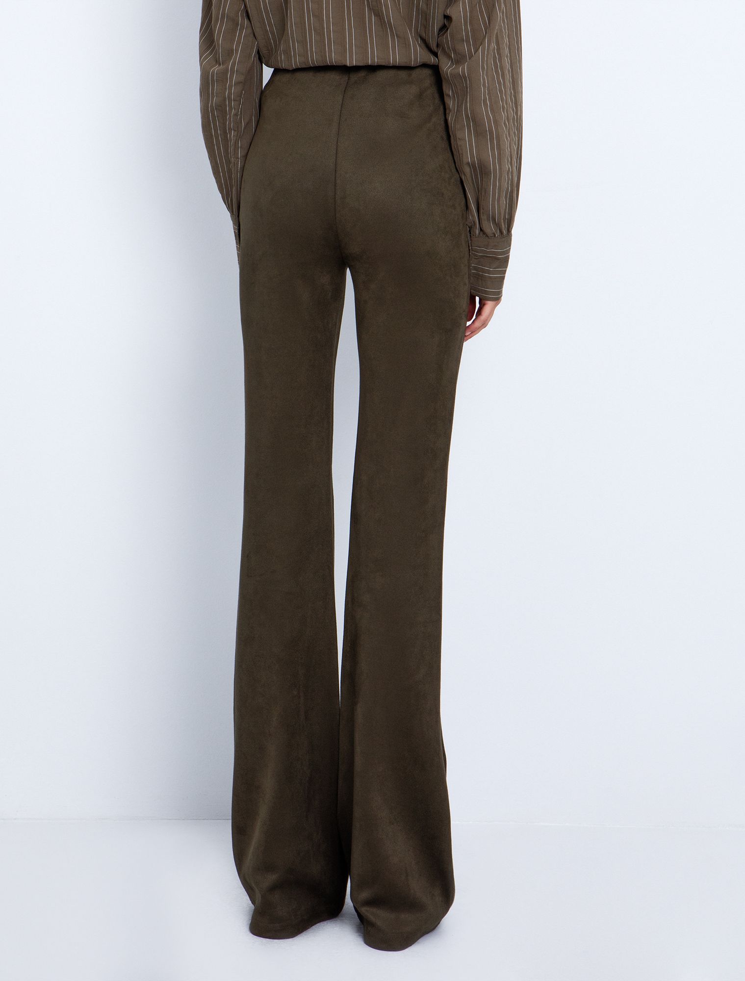 Toi&Moi Σουέντ παντελόνι flare 20-5538-225-Khaki/Χακί Toi&Moi Σουέντ παντελόνι flare 20-5538-225-Khaki/Χακί