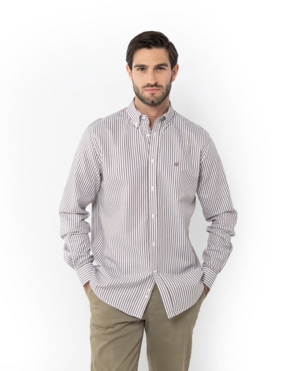 The Bostonians ΠΟΥΚΑΜΙΣΟ ACORN TWILL REGULAR FIT-3AAS4896-B745-BROWN-KAΦΕ