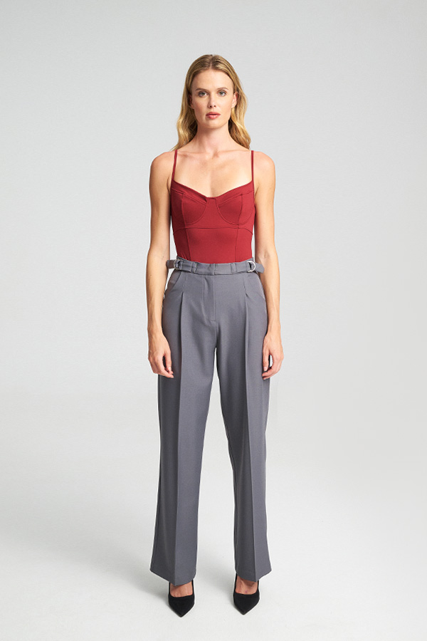 Mind Matter Παντελόνι Wide Leg με Ζώνη KENDRA Trousers-MML25-02-03-004_GREY-ΓΚΡΙ