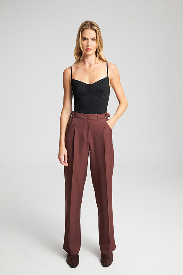 Mind Matter Παντελόνι Wide Leg με Ζώνη KENDRA Trousers-MML25-02-03-004_GREY-ΓΚΡΙ