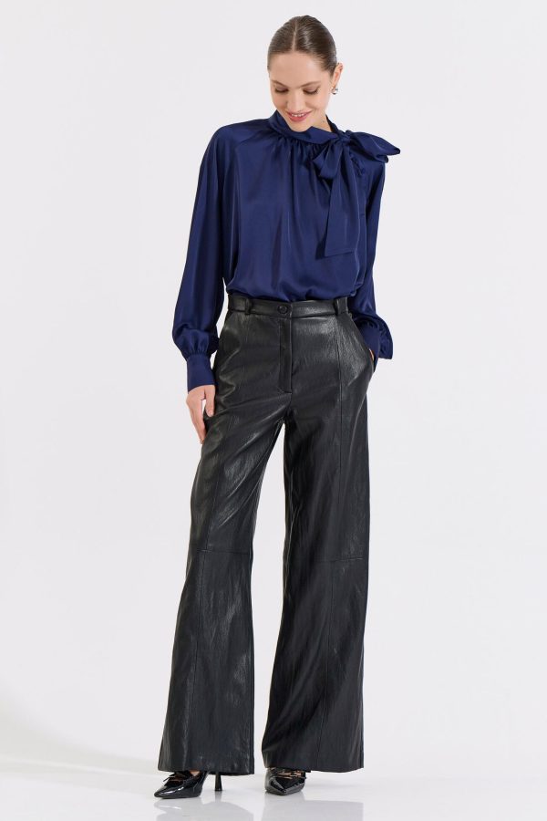 Bill Cost Παντελόνι από Δερματίνη σε Ίσια Γραμμή-10-010191-0-Black/Μαύρο