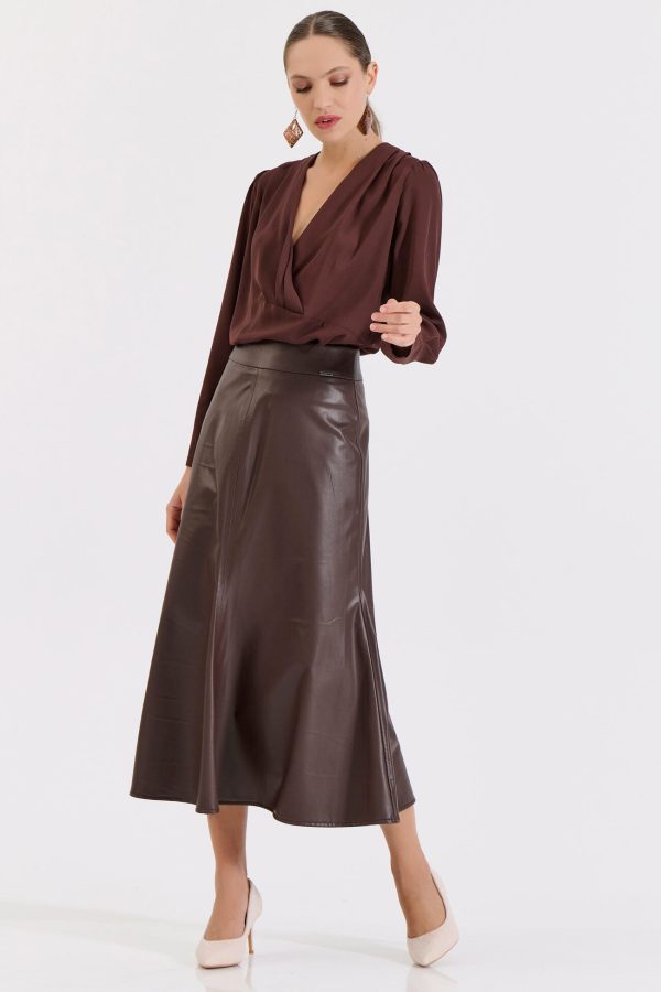 Bill Cost Κλος φούστα δερματίνη 10-010199-0-Brown/Καφέ