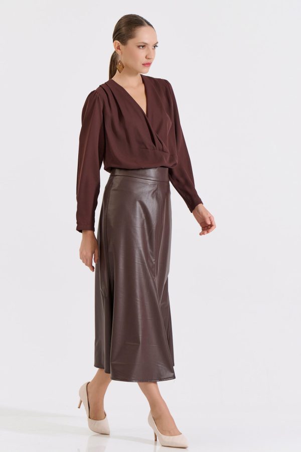 Bill Cost Κλος φούστα δερματίνη 10-010199-0-Brown/Καφέ