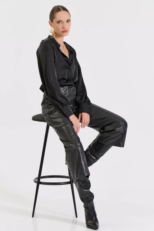 Bill Cost Ζιπ Κιλότ από Δερματίνη-10-010200-0-Black/Μαύρο