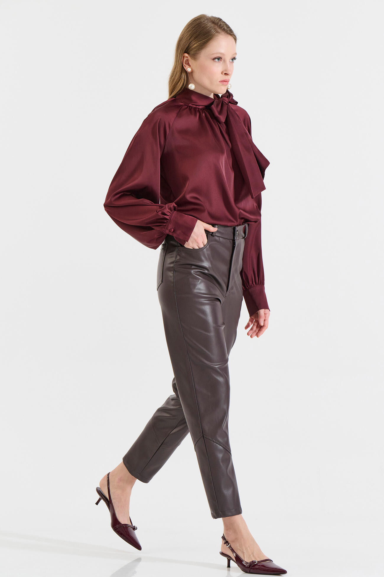 Bill Cost Παντελόνι Πεντάτσεπο από Δερματίνη-10-010202-0-Brown/Καφέ