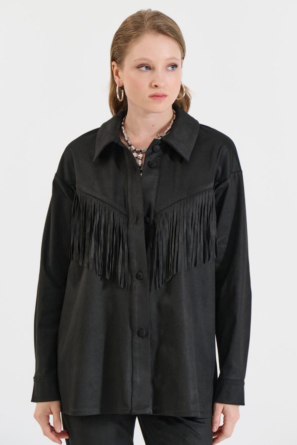 Bill Cost Πουκάμισο με Κρόσια σε Υφή Σουέτ-10-020016-0-Black/Μαύρο