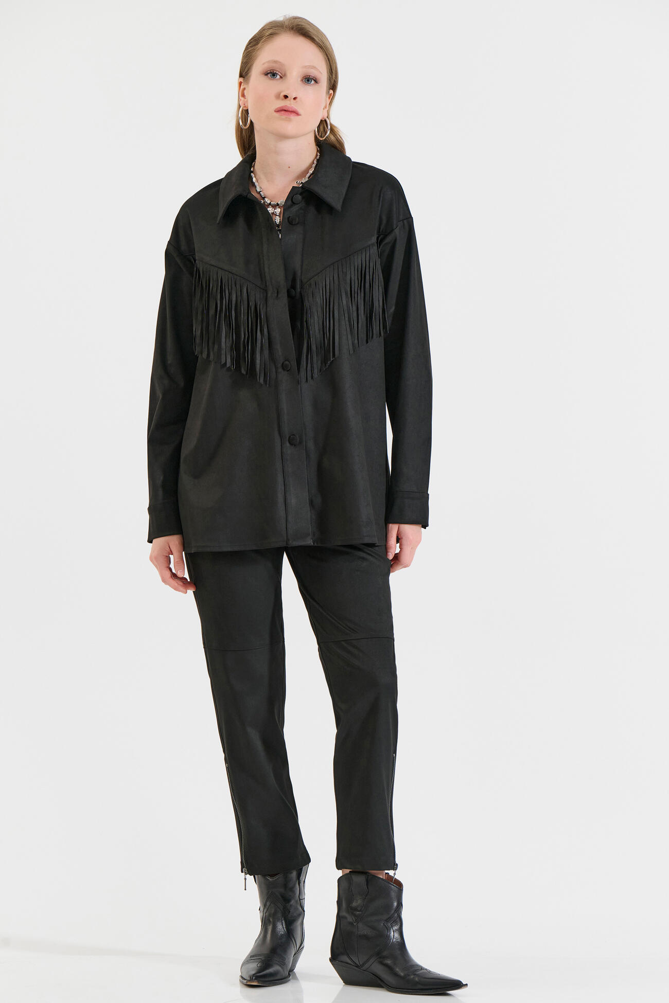 Bill Cost Πουκάμισο με Κρόσια σε Υφή Σουέτ-10-020016-0-Black/Μαύρο Bill Cost Πουκάμισο με Κρόσια σε Υφή Σουέτ-10-020016-0-Black/Μαύρο