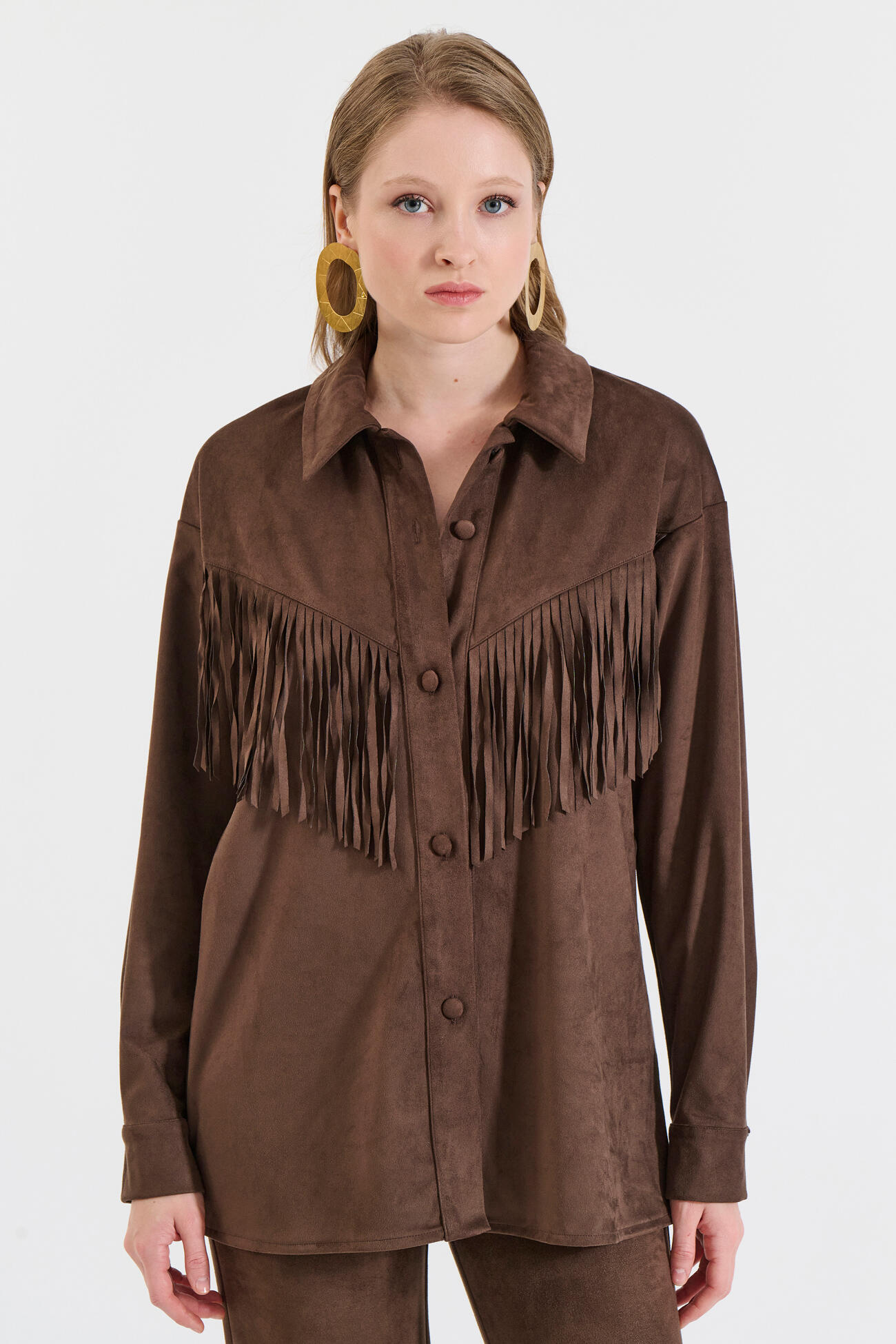 Bill Cost Πουκάμισο με Κρόσια σε Υφή Σουέτ-10-020016-0-Brown/Καφέ Bill Cost Πουκάμισο με Κρόσια σε Υφή Σουέτ-10-020016-0-Brown/Καφέ