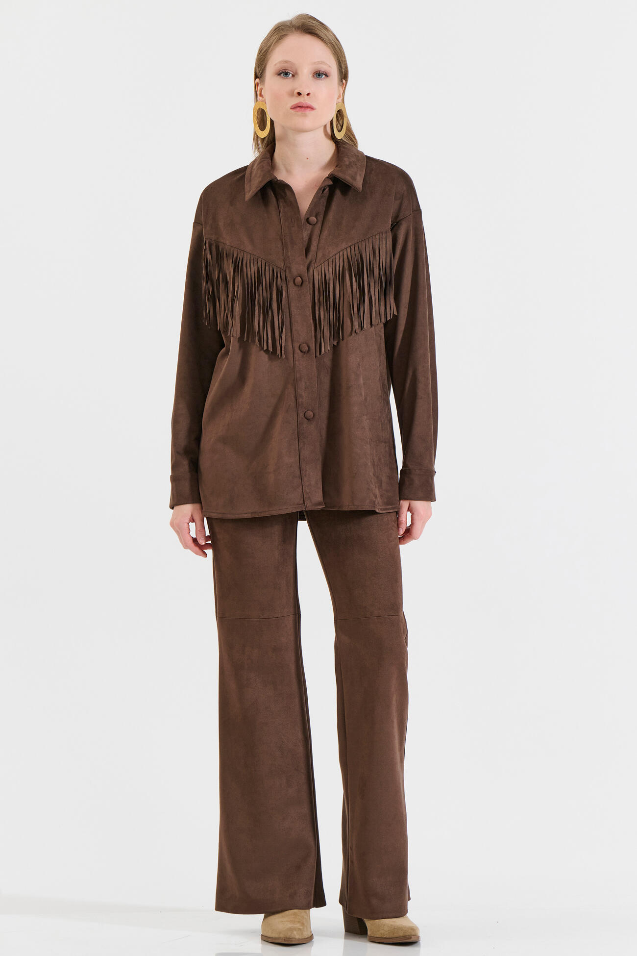 Bill Cost Πουκάμισο με Κρόσια σε Υφή Σουέτ-10-020016-0-Brown/Καφέ Bill Cost Πουκάμισο με Κρόσια σε Υφή Σουέτ-10-020016-0-Brown/Καφέ