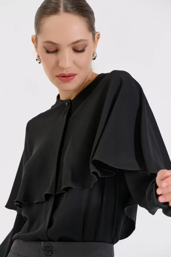 Bill Cost Πουκάμισο με μεγάλο γιακά και κουμπιά 10-031046-0-Black/Μαύρο