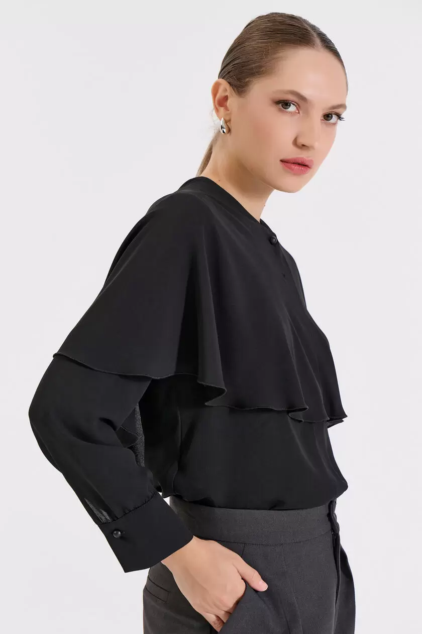 Bill Cost Πουκάμισο με μεγάλο γιακά και κουμπιά 10-031046-0-Black/Μαύρο Bill Cost Πουκάμισο με μεγάλο γιακά και κουμπιά 10-031046-0-Black/Μαύρο