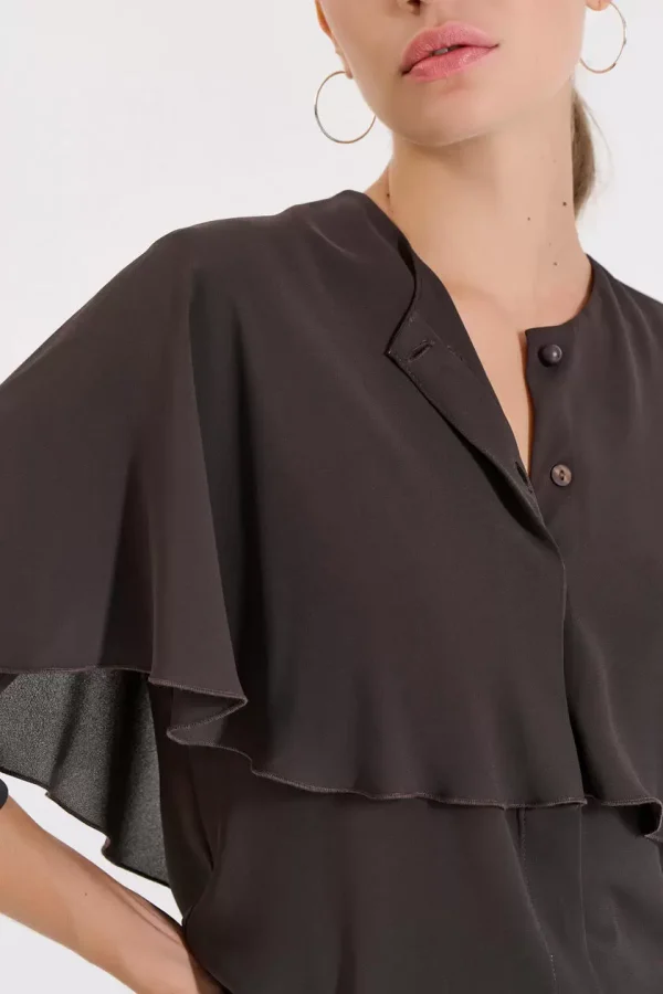 Bill Cost Πουκάμισο με μεγάλο γιακά και κουμπιά 10-031046-0-Brown/Καφέ