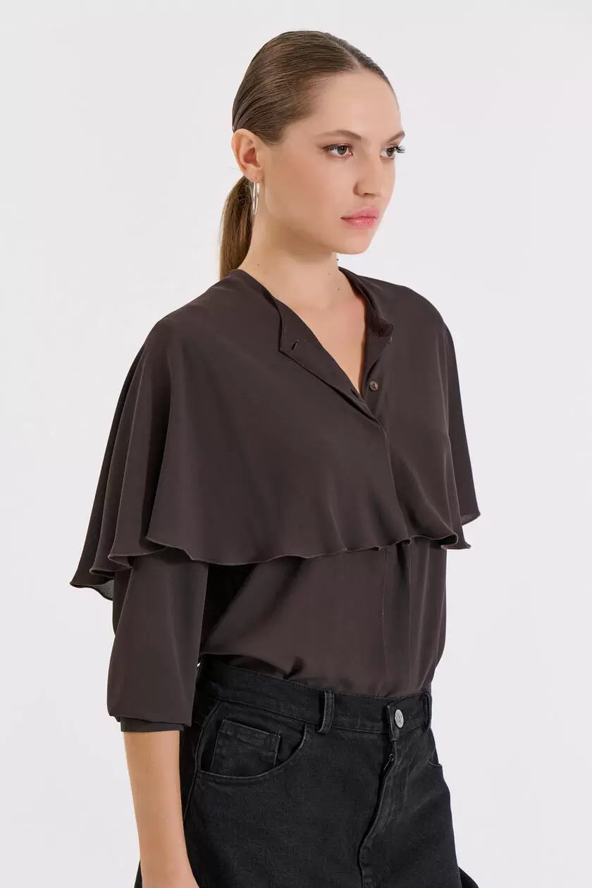 Bill Cost Πουκάμισο με μεγάλο γιακά και κουμπιά 10-031046-0-Brown/Καφέ Bill Cost Πουκάμισο με μεγάλο γιακά και κουμπιά 10-031046-0-Brown/Καφέ