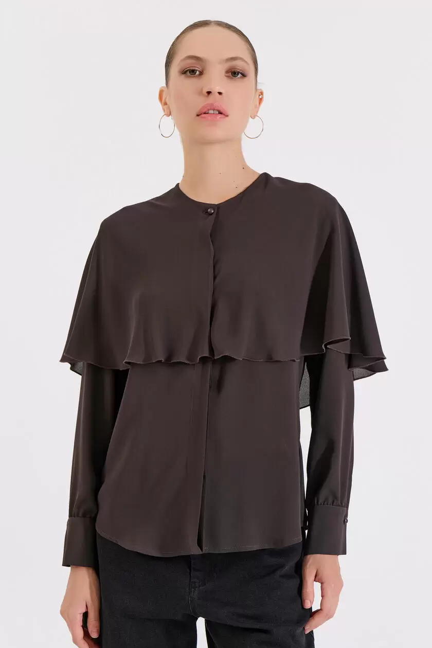 Bill Cost Πουκάμισο με μεγάλο γιακά και κουμπιά 10-031046-0-Brown/Καφέ Bill Cost Πουκάμισο με μεγάλο γιακά και κουμπιά 10-031046-0-Brown/Καφέ