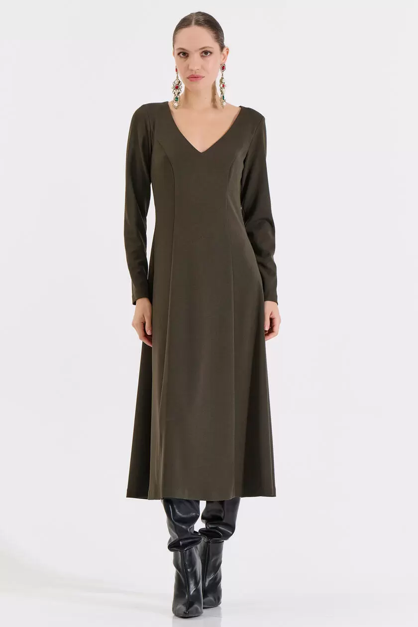 Bill Cost Μακρύ Κλος Φόρεμα με V Ντεκολτέ και Ζώνη-10-031048-0-Olive/Λαδί Bill Cost Μακρύ Κλος Φόρεμα με V Ντεκολτέ και Ζώνη-10-031048-0-Olive/Λαδί