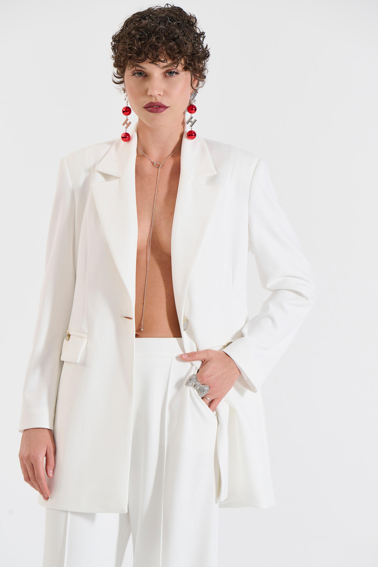 Bill Cost Μακρύ Σακάκι σε Minimal Γραμμή Κωδικός 10-031071-0-Ecru/Εκρού Bill Cost Μακρύ Σακάκι σε Minimal Γραμμή Κωδικός 10-031071-0-Ecru/Εκρού