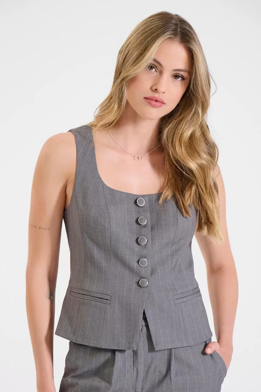 Bill Cost Γιλέκο με Ρίγες και Κουμπιά 10-320610-0-Grey/Γκρι Bill Cost Γιλέκο με Ρίγες και Κουμπιά 10-320610-0-Grey/Γκρι
