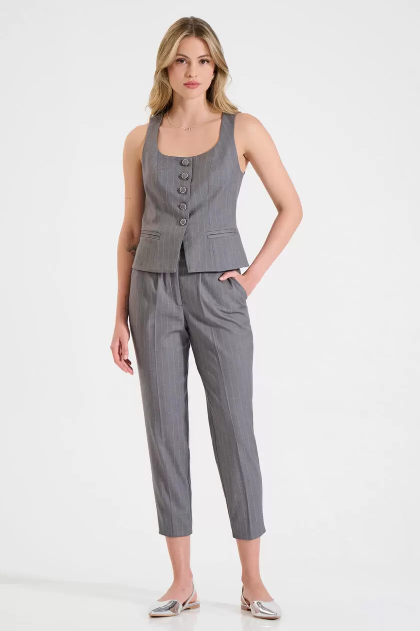 Bill Cost Γιλέκο με Ρίγες και Κουμπιά 10-320610-0-Grey/Γκρι Bill Cost Γιλέκο με Ρίγες και Κουμπιά 10-320610-0-Grey/Γκρι