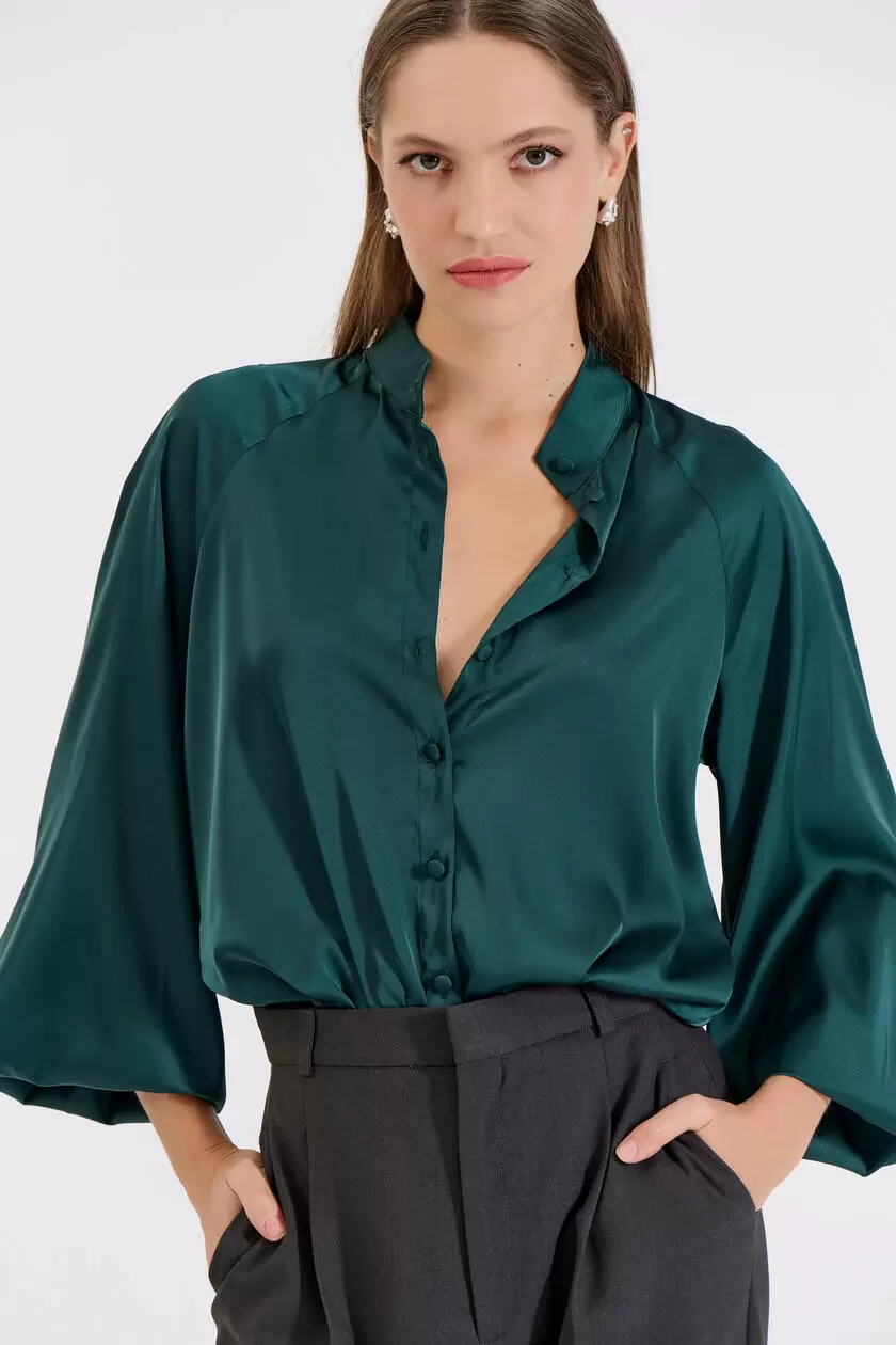 Bill Cost Σατέν Πουκάμισο με Όρθιο Γιακά 10-050486-0-Green/Πράσινο Bill Cost Σατέν Πουκάμισο με Όρθιο Γιακά 10-050486-0-Green/Πράσινο