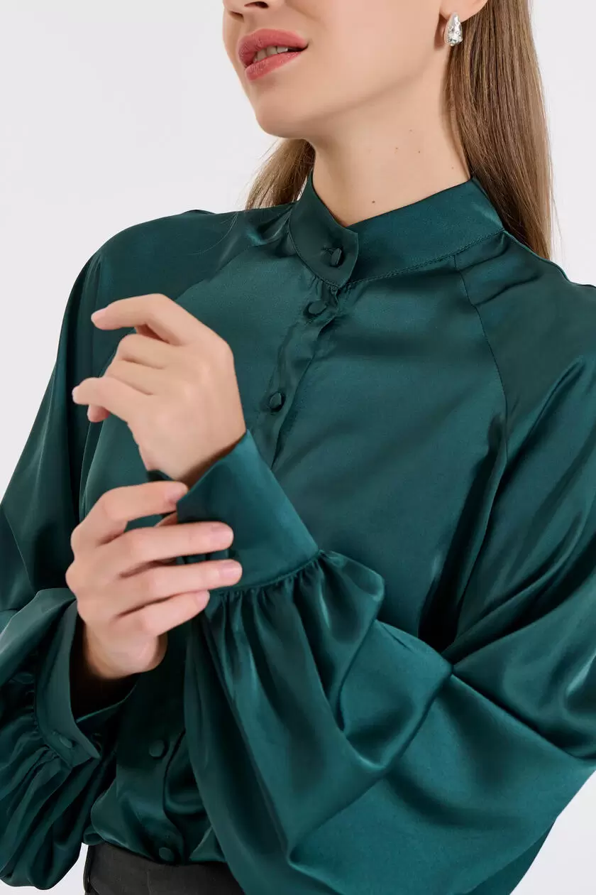 Bill Cost Σατέν Πουκάμισο με Όρθιο Γιακά 10-050486-0-Green/Πράσινο Bill Cost Σατέν Πουκάμισο με Όρθιο Γιακά 10-050486-0-Green/Πράσινο
