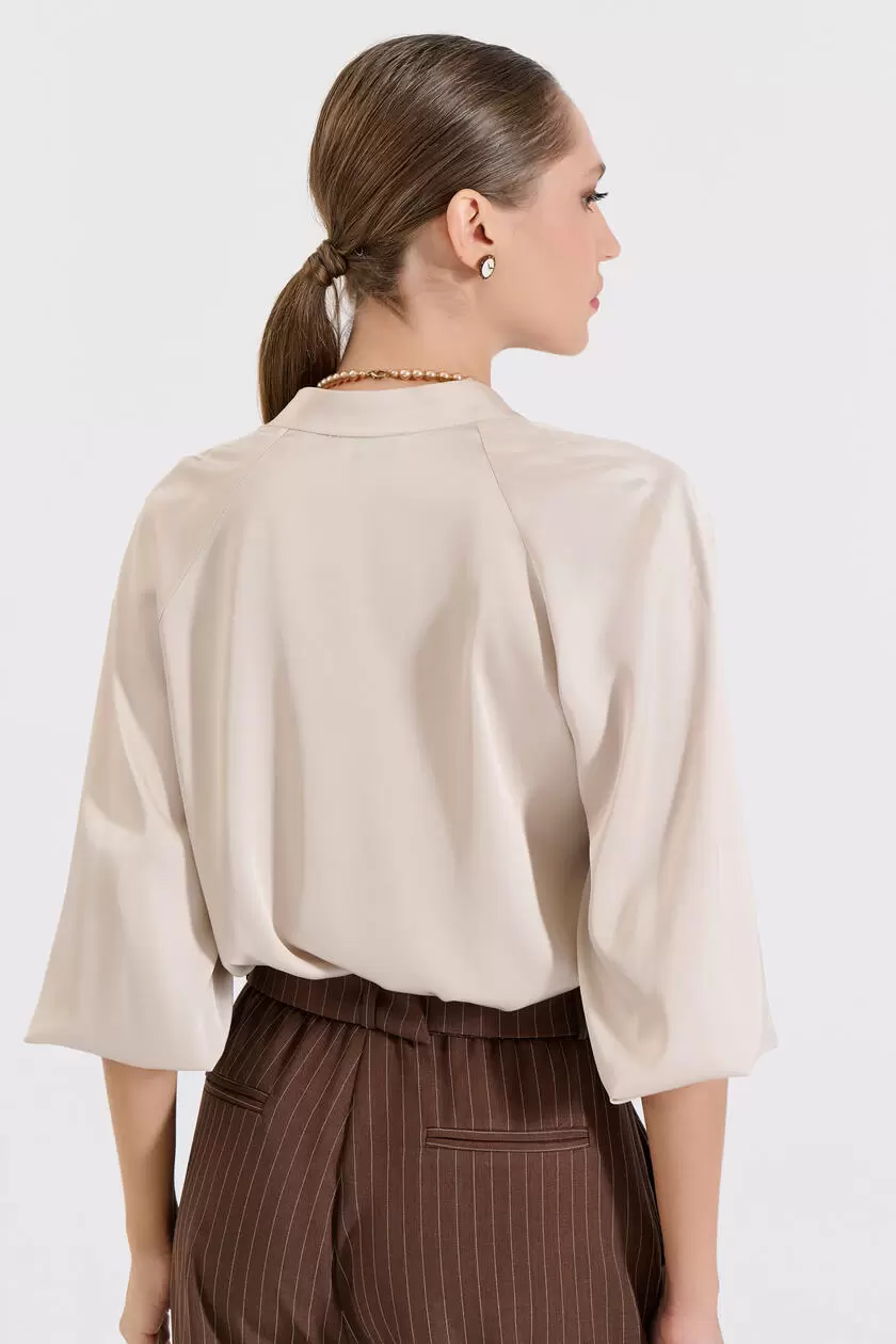 Bill Cost Σατέν Πουκάμισο με Όρθιο Γιακά 10-050486-0-Vanilla/Βανίλια Bill Cost Σατέν Πουκάμισο με Όρθιο Γιακά 10-050486-0-Vanilla/Βανίλια