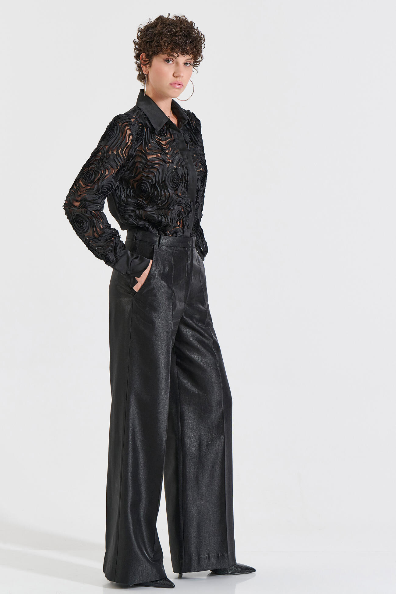 Bill Cost Σατέν Παντελόνι σε Φαρδιά Γραμμή-10-050490-0-Black/Μαύρο Bill Cost Σατέν Παντελόνι σε Φαρδιά Γραμμή-10-050490-0-Black/Μαύρο