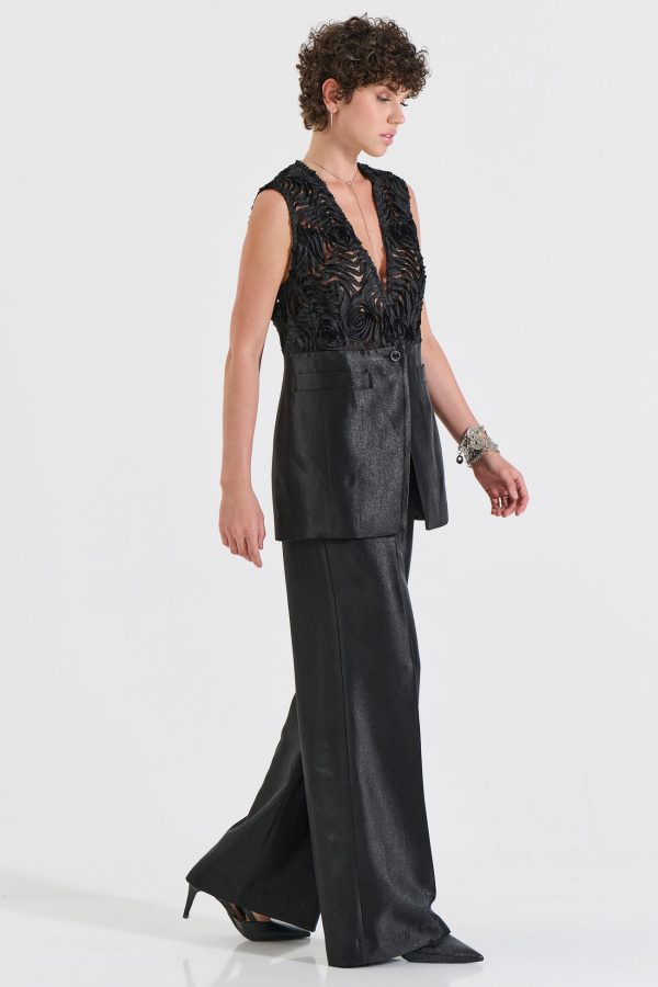 Bill Cost Γιλέκο με Ανάγλυφη υφή & Σατέν Τελείωμα-10-050491-0-Black/Μαύρο