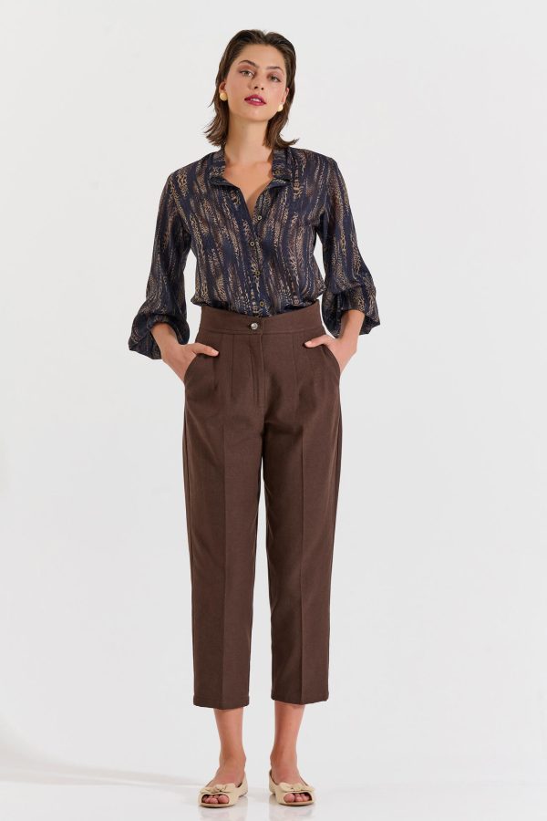 Bill Cost Ψηλόμεσο παντελόνι σε ίσια γραμμή crop-10-060816-0-Brown/Καφέ