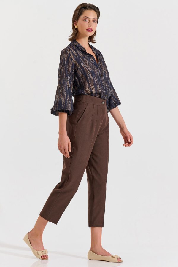 Bill Cost Ψηλόμεσο παντελόνι σε ίσια γραμμή crop-10-060816-0-Brown/Καφέ