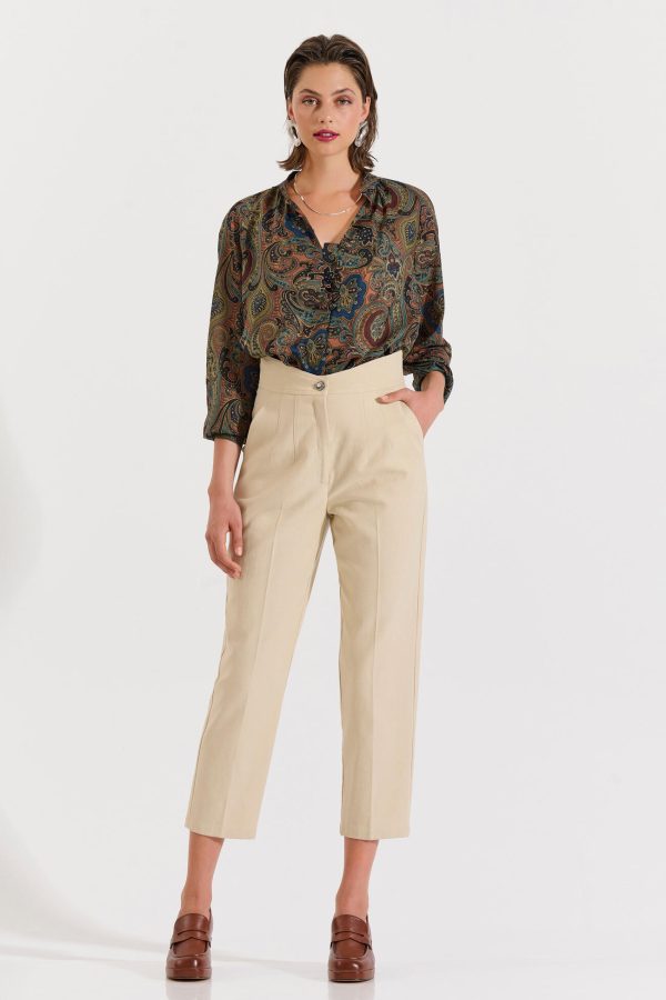 Bill Cost Ψηλόμεσο παντελόνι σε ίσια γραμμή crop-10-060816-0-Vanilla/Βανίλια