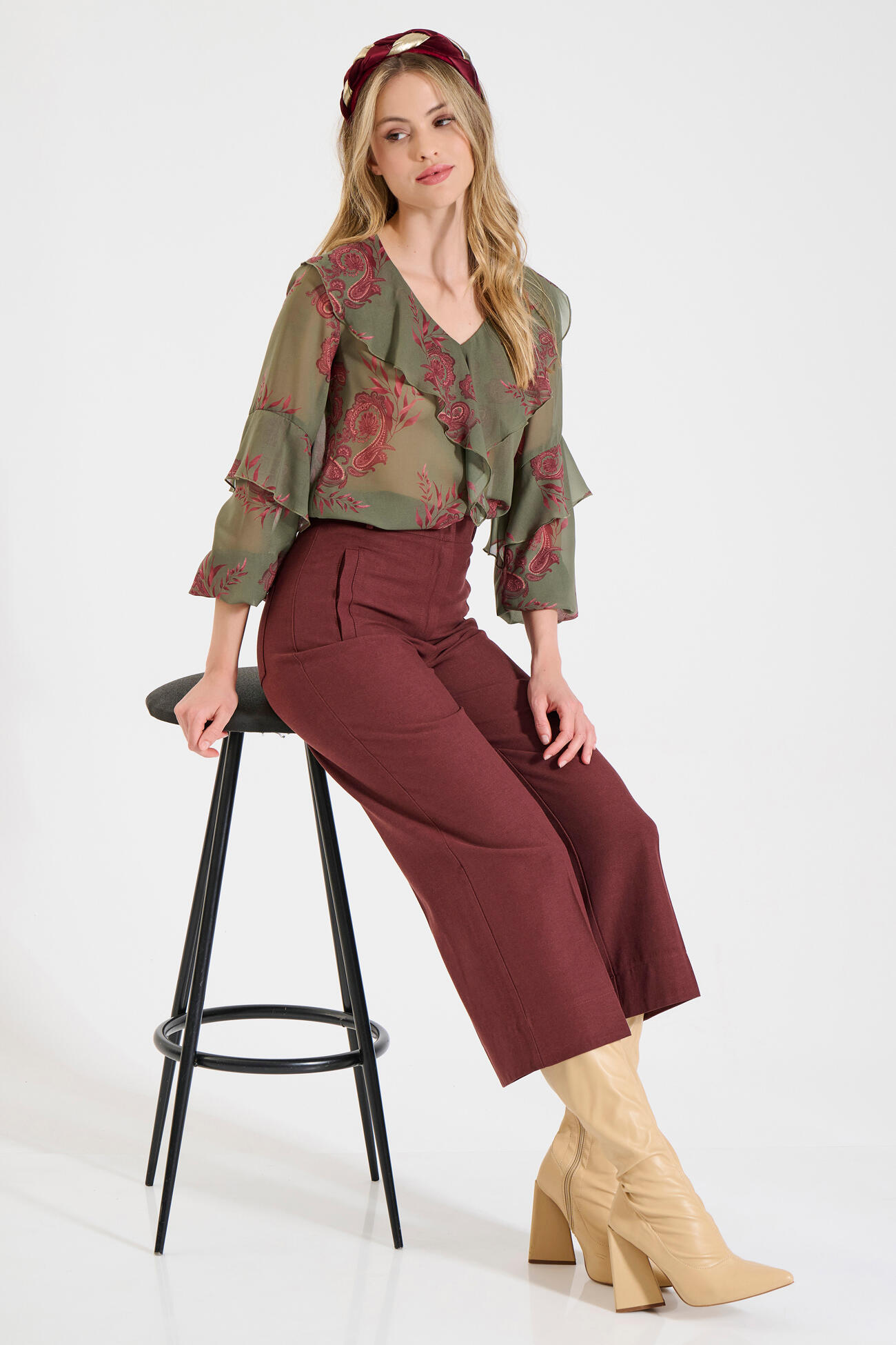 Bill Cost Παντελόνι cropped από Λιοσέλ και Βαμβάκι-10-060817-0-Burgundy/μπορντό Bill Cost Παντελόνι cropped από Λιοσέλ και Βαμβάκι-10-060817-0-Burgundy/μπορντό